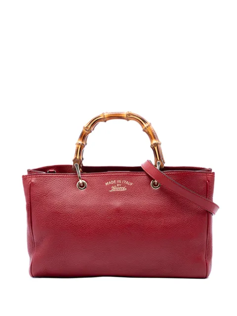 Gucci Pre-Owned 2016-2026 Medium Calfskin Bamboo Shopper satchel Red TU9MHF0FJ0H6AUJ4