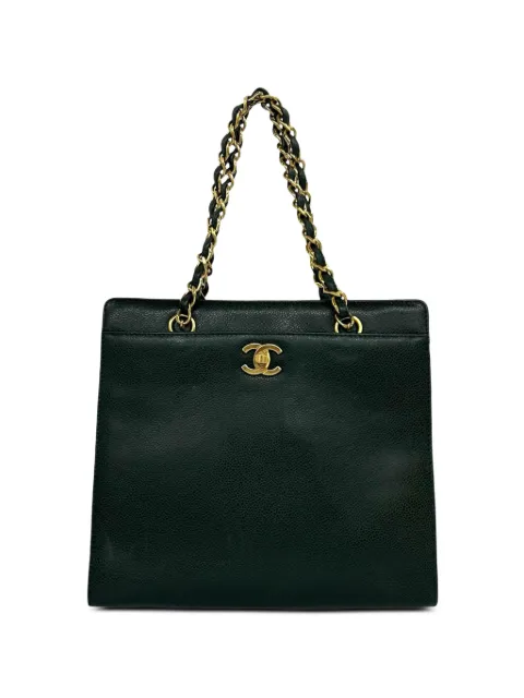CHANEL Pre-Owned 1997-1999 CC Caviar tote bag Green 30U5PWVPVPCW7LFN
