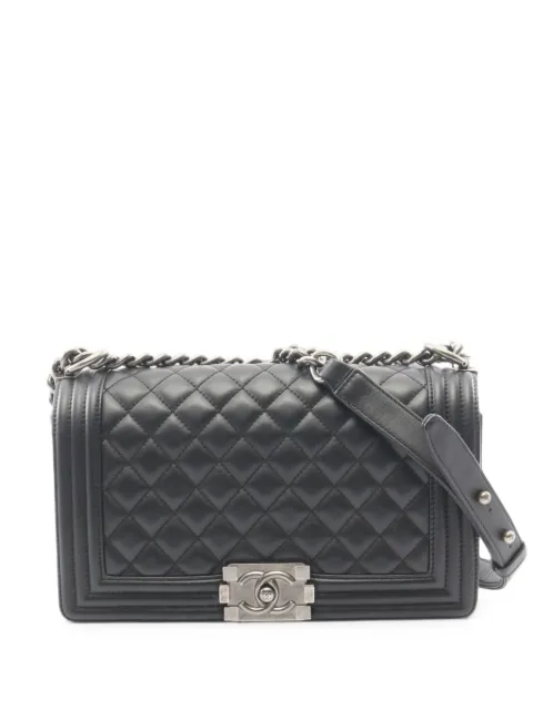CHANEL Pre-Owned 2021-2026 Old Medium Quilted Lambskin Boy Flap crossbody bag Black 92S8A55T5ZY01HUM