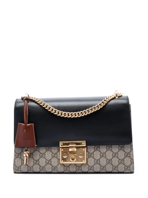 Gucci Pre-Owned 2016-2026 Medium GG Supreme Padlock shoulder bag Black LZZ5UBR1BDK6LT2P