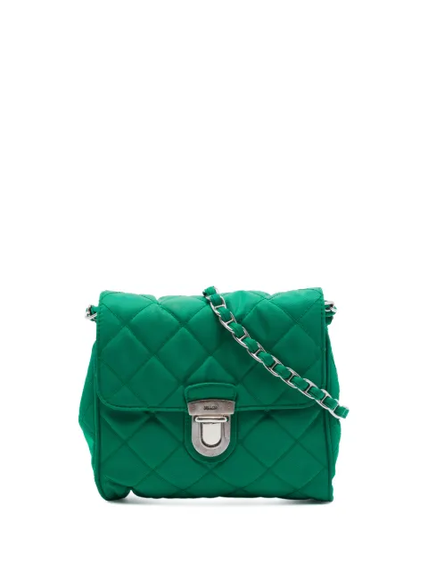 Prada Pre-Owned 2010-2026 Impuntu Tessuto Chain crossbody bag Green SQJKW2VYM1S5P43D