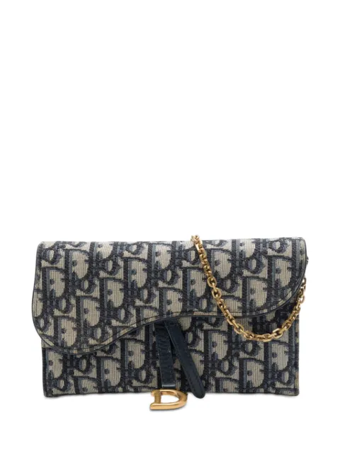 Christian Dior Pre-Owned 2019 Oblique Canvas Saddle Wallet On Chain crossbody bag Blue GTIE4ZMLZ0KAGNKU