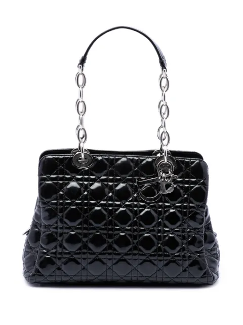 Christian Dior Pre-Owned 2013 Medium Patent Cannage Lady Dior Soft Shopping tote bag Black FI32I6S1A2GMWH16