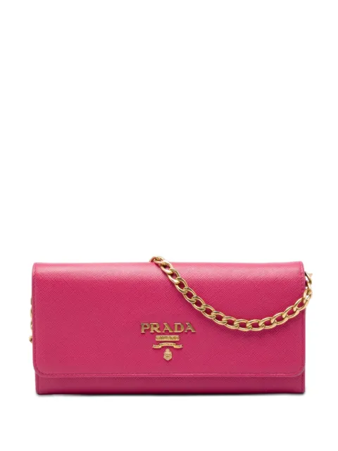 Prada Pre-Owned 2013-2026 Saffiano Lux Wallet On Chain crossbody bag Pink B0HLSHDI5WGPRDVN