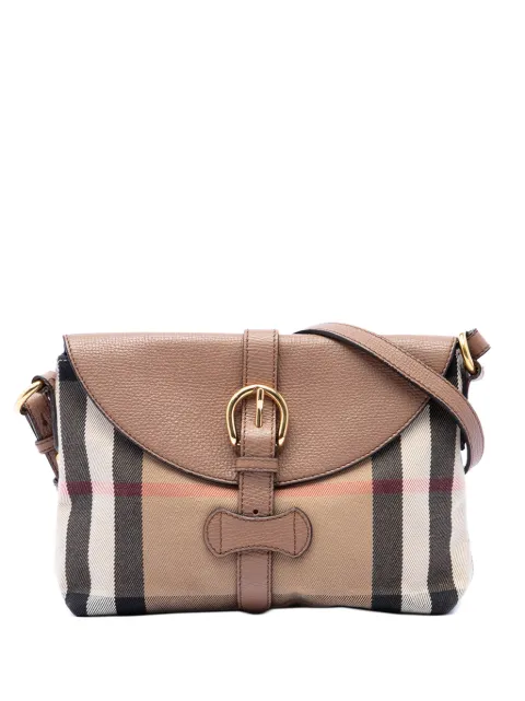 Burberry Pre-Owned 2000-2017 Small House Check Canvas and Leather Horseshoe Milton crossbody bag Brown 42BM15GMRFR5HW02