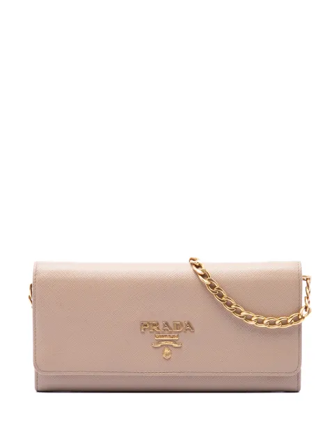 Prada Pre-Owned 2010-2026 Saffiano Wallet on Chain crossbody bag Neutrals 2ARPHX4MCWIAWUG7