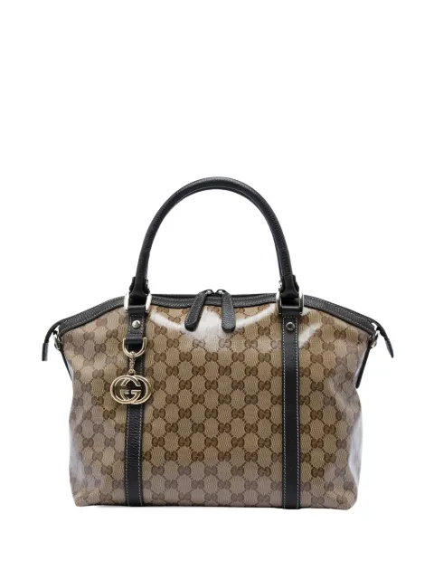 Gucci Pre-Owned 2016-2026 Medium GG Crystal Charm Dome satchel Neutrals 31VVI45RCUNZ3EUE