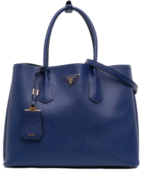 Prada Pre-Owned 2013-2026 Large Saffiano Cuir Double satchel Blue 2X93DHX5JJ1W3L6J