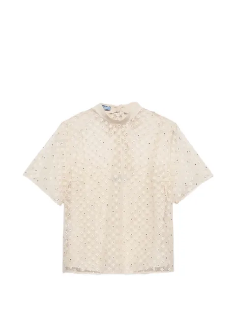 Prada embroidered lace top Neutrals P921ORSOOO6136
