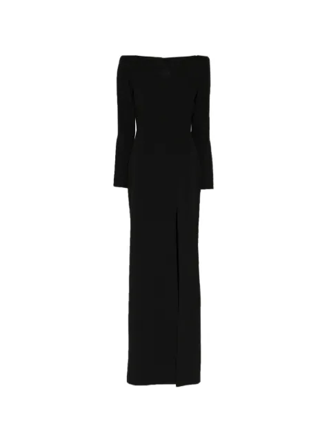 Alex Perry boatneck long sleeves gown Black D157302