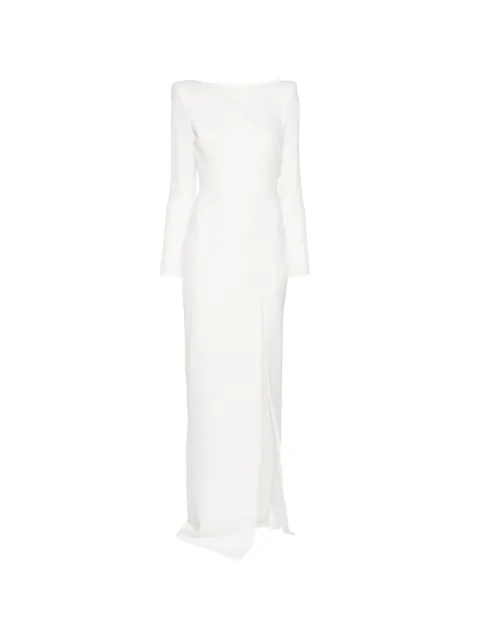 Alex Perry boatneck long sleeves gown White D157301