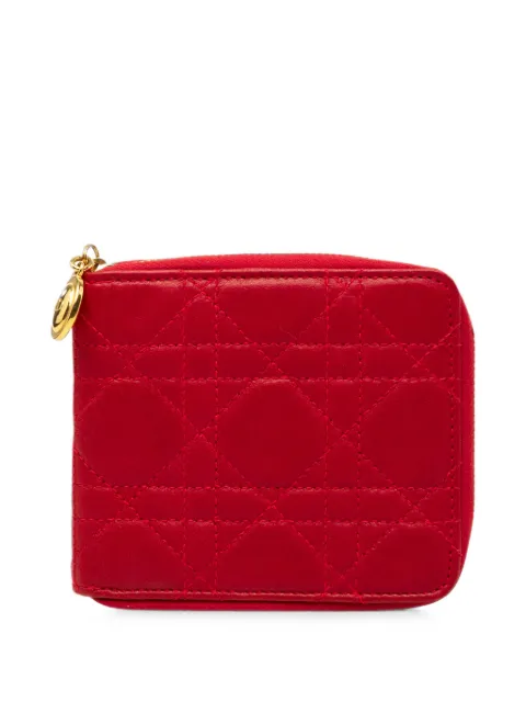 Christian Dior Pre-Owned 2000-2010 Lambskin Cannage Lady Dior Zip Around Compact Wallet small wallets Red QADZA5LXLIZ03551