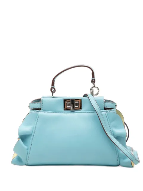 Fendi Pre-Owned 2015-2019 Micro Bicolor Nappa Waves Peekaboo Iconic satchel Blue JZDA8GWN1JM5R2LU
