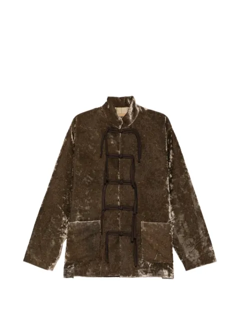 Uma Wang frog-fastening velvet jacket Brown W6MUM6547