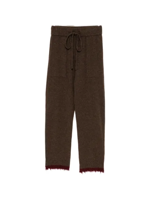 Uma Wang drawstring frayed-hem trousers Brown W6MUK7158