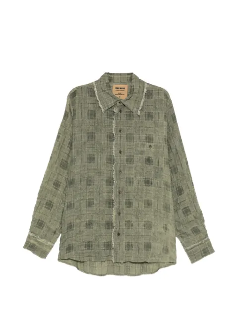 Uma Wang check frayed-edge shirt Green W6MUM1503