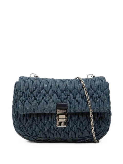 Miu Miu Pre-Owned 2010-2026 Matelasse Denim Crystal Chain satchel Blue EWRFRW3FH1KBKQAG