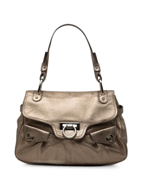Ferragamo Pre-Owned 2010-2026 Metallic Leather Gancini shoulder bag Brown 068XU20WMN1WV32C