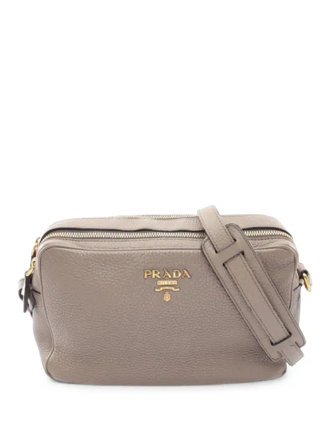 Prada Pre-Owned 2010-2026 Vitello Daino Double Zip Camara Bag crossbody bag Grey XFY7QQ6Q58E79POI