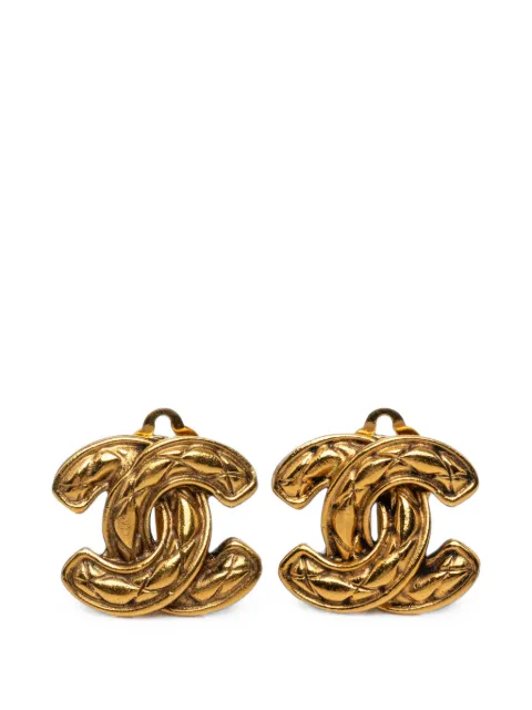 CHANEL Pre-Owned 1970-1980 CC Gold Plated Quilted Clip On Earrings costume earrings Gold L7REL1W58Z0V4XD7