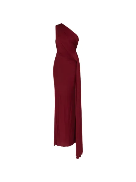 Herve L. Leroux draped asymmetric-neckline gown Red 122326
