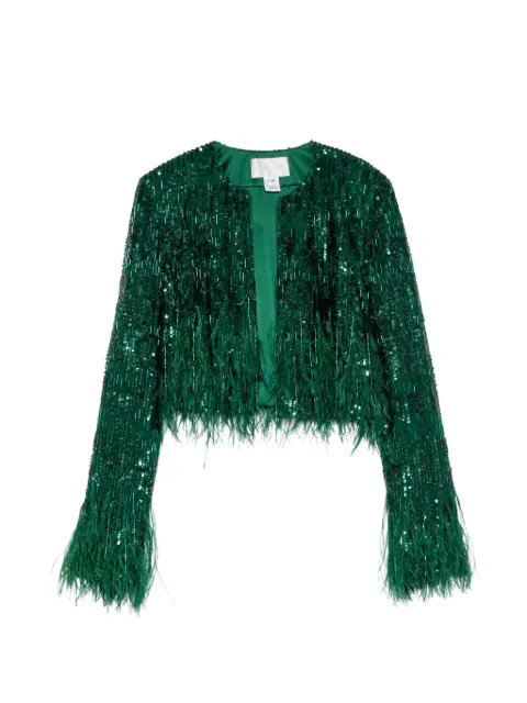 Pamella Roland full embellished crop jacket Green 11744