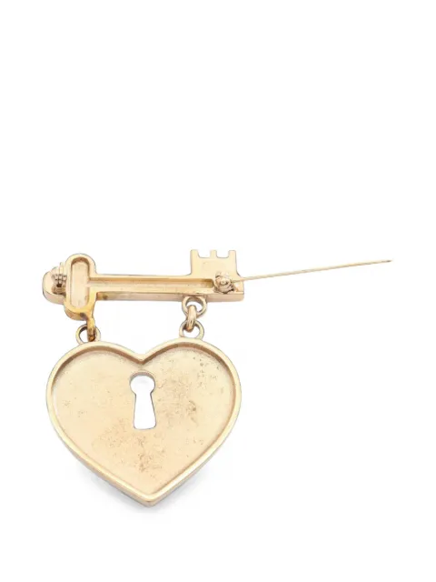 CHANEL Pre-Owned 2002 CC Gold Plated Strass Heart Lock and Key Brooch costume brooch Gold D72ATNKMH6J2QNBR