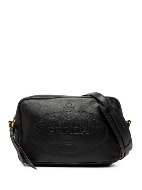 Prada Pre-Owned 2013-2026 Glace Calfskin Embossed Logo Camera Bag crossbody bag Black XWMPLRADIYJWB7OK