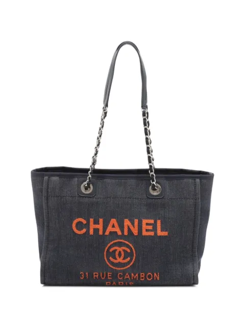 CHANEL Pre-Owned 2018-2019 Medium Denim Deauville Tote satchel Blue ZE5HAMXD5BXX85PA