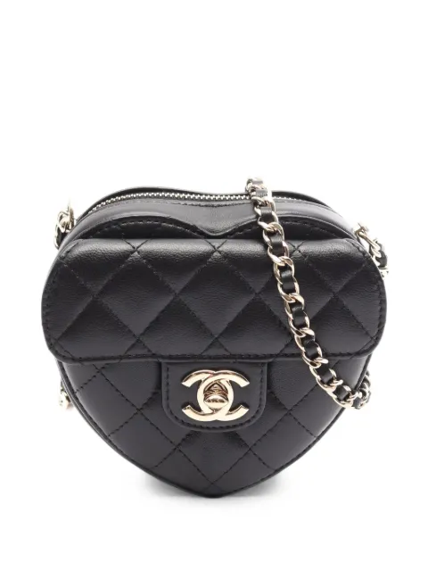 CHANEL Pre-Owned 2021-2026 Mini Lambskin CC in Love Heart crossbody bag Black UZH99N0PLSKOLHXU