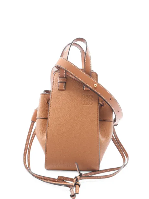 Loewe Pre-Owned 2010-2026 Mini Grained Calfskin Drawstring Hammock Bag satchel Brown JGWLWP3A2ROGB8JV