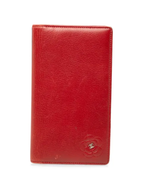 CHANEL Pre-Owned 2011 CC Camellia Embossed Leather Wallet long wallets Red 3H9AKRSC5TR36T8C
