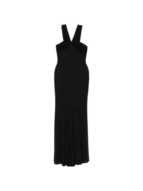 Herve L. Leroux jersey pleated fishtail gown Black 225301