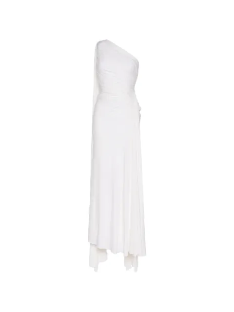 Herve L. Leroux asymmetric-neckline sash-detail gown White 22530002
