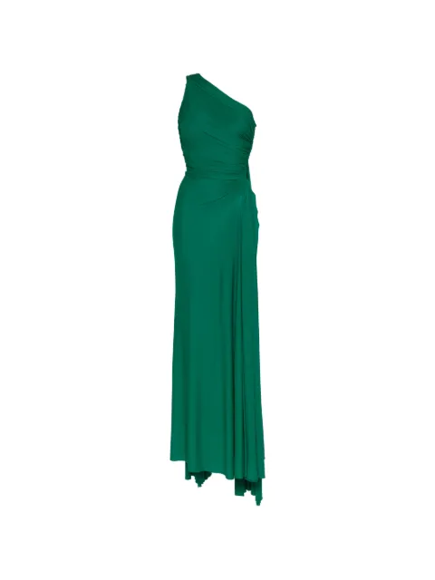 Herve L. Leroux asymmetric-neckline sash-detail gown Green 22530001