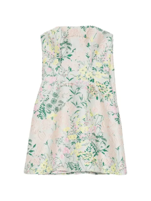 Pamella Roland strapless brocade short dress Green 56096