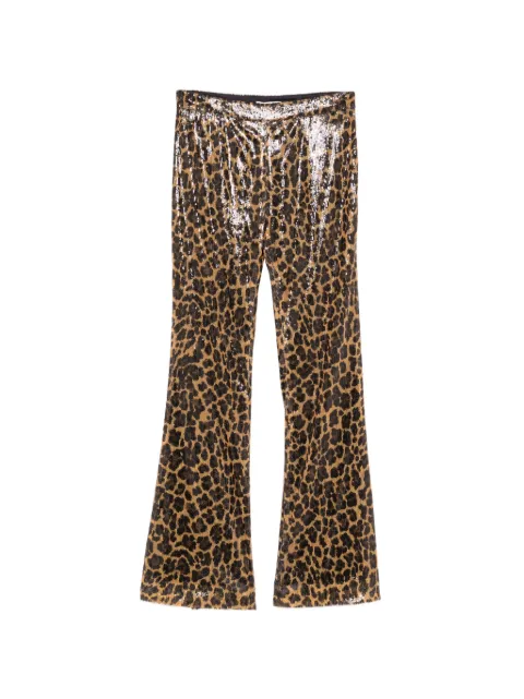 Pamella Roland sequinned leopard-print skinny flare pants Brown 919214