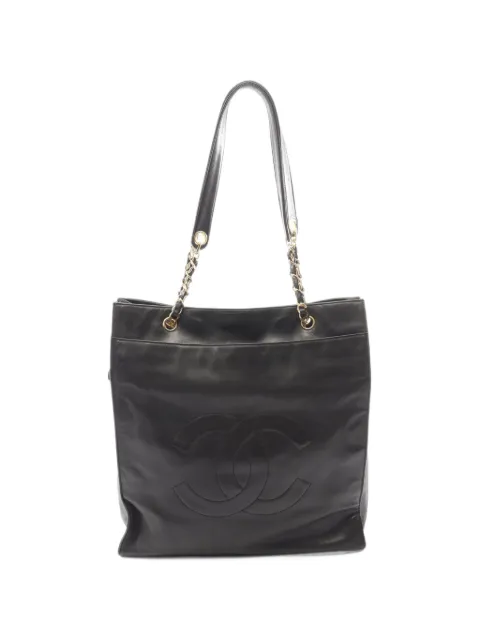 CHANEL Pre-Owned 1994-1996 CC Lambskin tote bag Black VDU04CWH7OOFCYEW