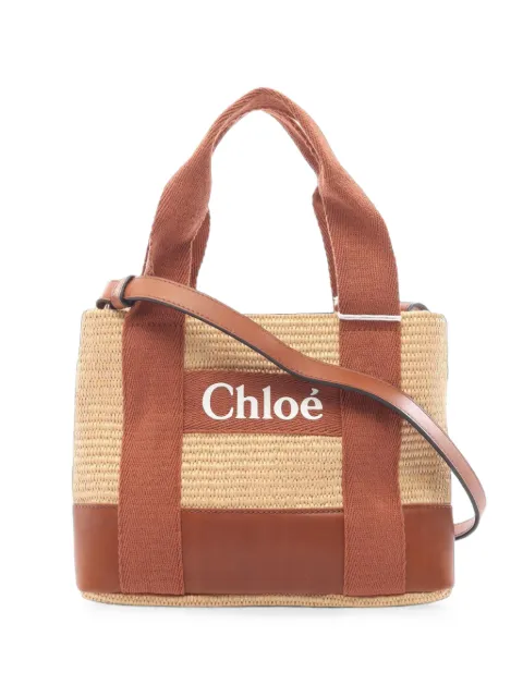 Chloé Pre-Owned 2010-2026 Small Raffia Kids Logo satchel Neutrals ZR74IZRGSMXW2E2Y