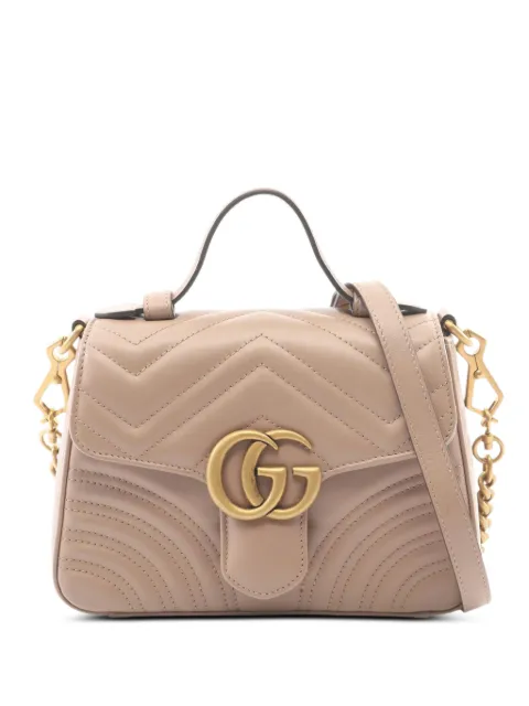 Gucci Pre-Owned 2016-2026 Mini GG Marmont Matelasse Leather Top Handle Bag satchel Neutrals SYY2X2VVPIGZX6PI