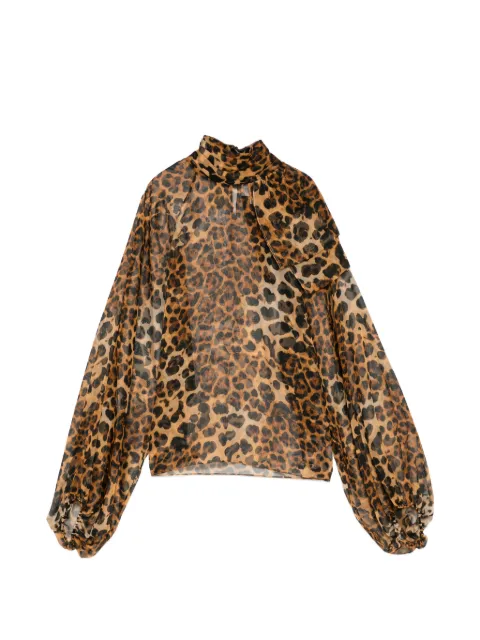 Pamella Roland leopard-print high-neck blouse Brown 27556