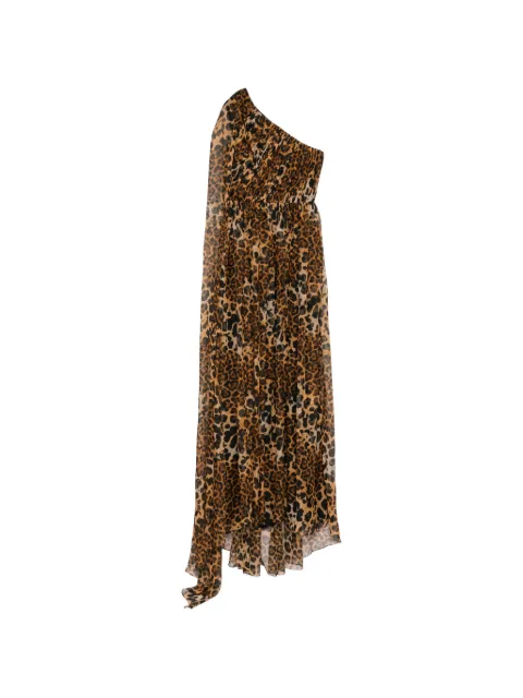 Pamella Roland leopard print flyaway gown Brown 68026A
