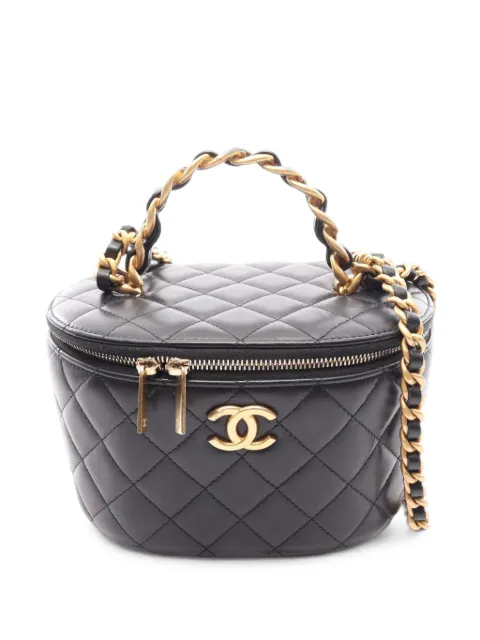 CHANEL Pre-Owned 2021-2026 Quilted Lambskin Top Handle Vanity Case With Chain satchel Black EWILHXAW8557I2L6