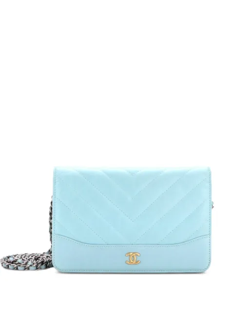 CHANEL Pre-Owned Gabrielle Wallet on Chain Chevron Aged Calfskin crossbody bag Blue ZAUY4UD9KO3WKTPY