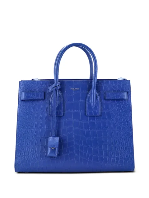 Saint Laurent Pre-Owned Sac de Jour NM Bag Crocodile Embossed Leather Small satchel Blue YS1AWPIIMDTXQVIW