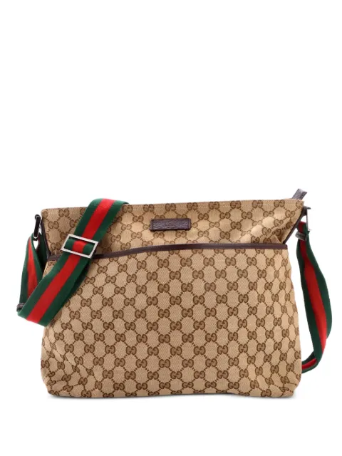 Gucci Pre-Owned Front Pocket Web Messenger GG Canvas Medium crossbody bag Brown YC72F5NTOP1YIK9R