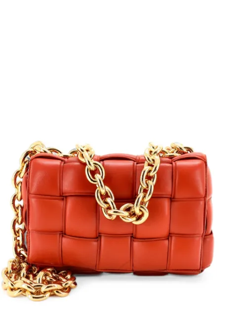 Bottega Veneta Pre-Owned Cassette Chain Padded Maxi Intrecciato Leather crossbody bag Orange XWRVD94PXZ73SSHZ