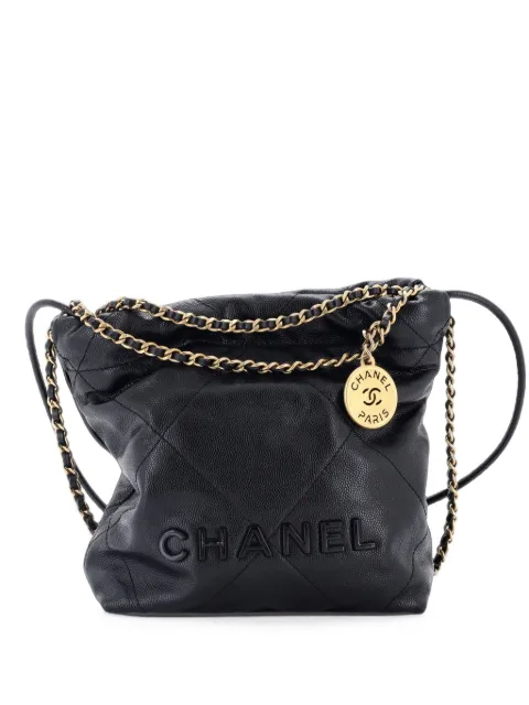 CHANEL Pre-Owned 22 Chain Quilted Caviar Mini hobo bag Black XHY5JOB94FIGWUYV