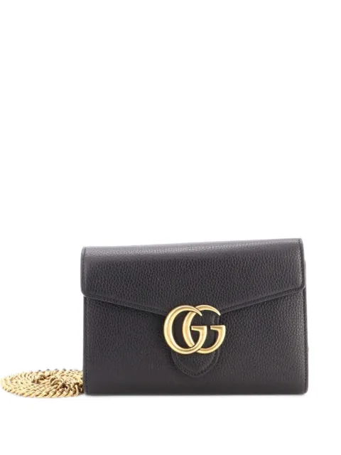 Gucci Pre-Owned GG Marmont Chain Wallet Leather Mini clutch bag Black XKKL9TUUWNK68KYE