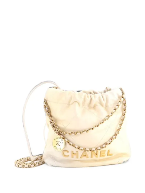 CHANEL Pre-Owned 22 Chain Hobo Quilted Shaded Calfskin Mini crossbody bag Neutrals W7XQ1MTEUDVGM3EE